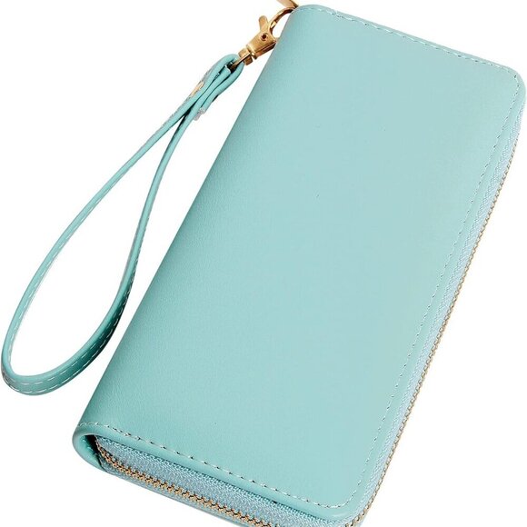 Accessories - Womens Wristlet Wallet Zip Around Clutch Wallet Large RFID Blocking PU Leather B